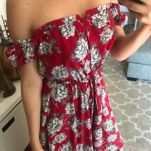 Dresses - Flowered off shoulder dress Dresses - Flowered off shoulder dress